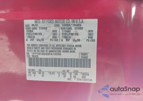 2002 Ford Ranger Xl/Xlt из США, поврежденный, VIN 1FTYR10D32PA10596